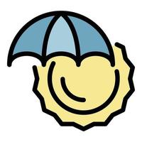 Sonnenschutz Regenschirm Symbol Farbe Umriss Vektor