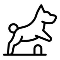 Hund springen Symbol Umrissvektor. Gassi gehen vektor