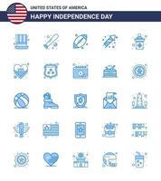 modern uppsättning av 25 blues och symboler på USA oberoende dag sådan som USA fyrverkeri USA fest USA redigerbar USA dag vektor design element