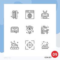 9 kreativ ikoner modern tecken och symboler av idéer kunskap webb utbildning teknologi redigerbar vektor design element
