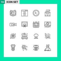 Mobile Interface Outline Set von 16 Piktogrammen von Kamera Urlaub zurück Ostern Massege editierbare Vektordesign-Elemente vektor