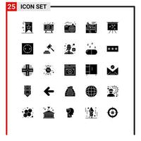 Stock Vector Icon Pack mit 25 Linienzeichen und Symbolen für Pin Route Play Location Love editierbare Vektordesign-Elemente