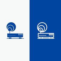 Verbindungshardware Internet-Netzwerk Linie und Glyphe solides Symbol blaues Banner Linie und Glyphe solides Symbol blaues Banner vektor