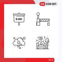 4 thematische Vektor-Filledline-Flachfarben und editierbare Symbole der Formel Love School Station Couch editierbare Vektordesign-Elemente vektor