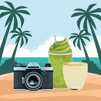 Sommer-, Strand- und tropische Urlaubskomposition vektor