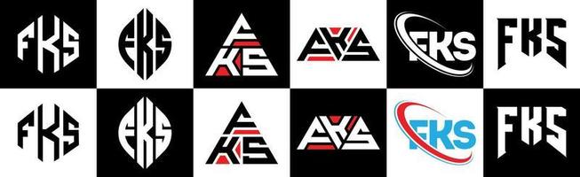 fks-Buchstaben-Logo-Design in sechs Stilen. fks polygon, kreis, dreieck, sechseck, flacher und einfacher stil mit schwarz-weißem buchstabenlogo in einer zeichenfläche. fks minimalistisches und klassisches logo vektor