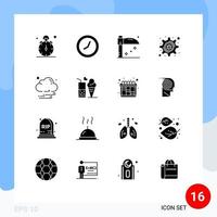 Solides Glyphenpaket mit 16 universellen Symbolen für Food Night Halloween Cloud Hacker editierbare Vektordesign-Elemente vektor
