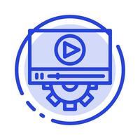 Video Play Setting Design blau gepunktete Linie Symbol Leitung vektor