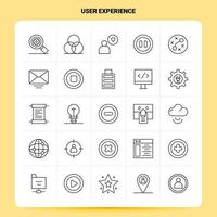 Umriss 25 User Experience Icon Set Vektor Line Style Design Schwarze Icons Set Linear Piktogramm Pack Web und mobile Geschäftsideen Design Vector Illustration