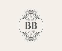 bb initialer brev bröllop monogram logotyper samling, hand dragen modern minimalistisk och blommig mallar för inbjudan kort, spara de datum, elegant identitet för restaurang, boutique, Kafé i vektor