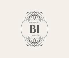 bi initialen brief hochzeit monogramm logos sammlung, handgezeichnete moderne minimalistische und florale vorlagen für einladungskarten, save the date, elegante identität für restaurant, boutique, café im vektor