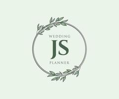 js initialen brief hochzeitsmonogramm logos sammlung, handgezeichnete moderne minimalistische und florale vorlagen für einladungskarten, save the date, elegante identität für restaurant, boutique, café im vektor