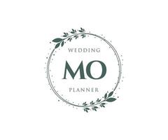 mo initialen brief hochzeitsmonogramm logos sammlung, handgezeichnete moderne minimalistische und florale vorlagen für einladungskarten, save the date, elegante identität für restaurant, boutique, café im vektor