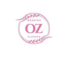 oz initials brief hochzeitsmonogramm logos sammlung, handgezeichnete moderne minimalistische und florale vorlagen für einladungskarten, save the date, elegante identität für restaurant, boutique, café im vektor