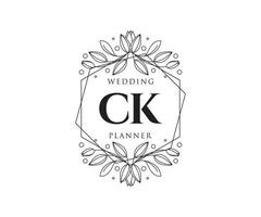 ck initialer brev bröllop monogram logotyper samling, hand dragen modern minimalistisk och blommig mallar för inbjudan kort, spara de datum, elegant identitet för restaurang, boutique, Kafé i vektor