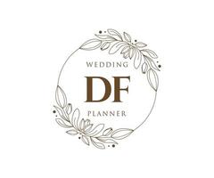 df initialen brief hochzeitsmonogramm logos sammlung, handgezeichnete moderne minimalistische und florale vorlagen für einladungskarten, save the date, elegante identität für restaurant, boutique, café im vektor