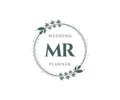 herr initialen brief hochzeit monogramm logos sammlung, handgezeichnete moderne minimalistische und florale vorlagen für einladungskarten, save the date, elegante identität für restaurant, boutique, café im vektor