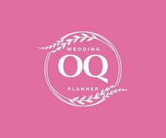 oq initialen brief hochzeit monogramm logos sammlung, handgezeichnete moderne minimalistische und florale vorlagen für einladungskarten, save the date, elegante identität für restaurant, boutique, café im vektor