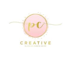 första pc feminin logotyp. användbar för natur, salong, spa, kosmetisk och skönhet logotyper. platt vektor logotyp design mall element.