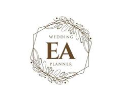 ea initialer brev bröllop monogram logotyper samling, hand dragen modern minimalistisk och blommig mallar för inbjudan kort, spara de datum, elegant identitet för restaurang, boutique, Kafé i vektor