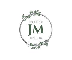 jm initialer brev bröllop monogram logotyper samling, hand dragen modern minimalistisk och blommig mallar för inbjudan kort, spara de datum, elegant identitet för restaurang, boutique, Kafé i vektor