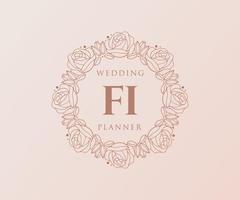 fi initialen brief hochzeitsmonogramm logos sammlung, handgezeichnete moderne minimalistische und florale vorlagen für einladungskarten, save the date, elegante identität für restaurant, boutique, café im vektor