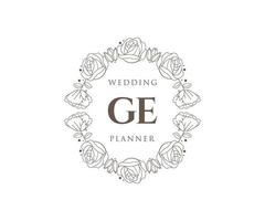 ge Initialen Brief Hochzeit Monogramm Logos Sammlung, handgezeichnete moderne minimalistische und florale Vorlagen für Einladungskarten, Save the Date, elegante Identität für Restaurant, Boutique, Café im Vektor