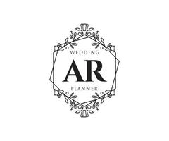 ar initialer brev bröllop monogram logotyper samling, hand dragen modern minimalistisk och blommig mallar för inbjudan kort, spara de datum, elegant identitet för restaurang, boutique, Kafé i vektor