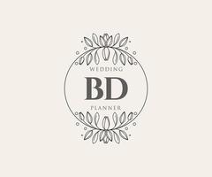 bd initialen brief hochzeitsmonogramm logos sammlung, handgezeichnete moderne minimalistische und florale vorlagen für einladungskarten, save the date, elegante identität für restaurant, boutique, café im vektor