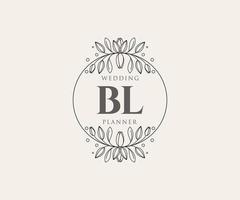 bl initialer brev bröllop monogram logotyper samling, hand dragen modern minimalistisk och blommig mallar för inbjudan kort, spara de datum, elegant identitet för restaurang, boutique, Kafé i vektor