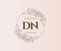 dn initialer brev bröllop monogram logotyper samling, hand dragen modern minimalistisk och blommig mallar för inbjudan kort, spara de datum, elegant identitet för restaurang, boutique, Kafé i vektor