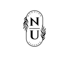 nu initialer brev bröllop monogram logotyper samling, hand dragen modern minimalistisk och blommig mallar för inbjudan kort, spara de datum, elegant identitet för restaurang, boutique, Kafé i vektor