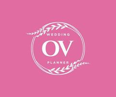 ov initials brief hochzeitsmonogramm logos sammlung, handgezeichnete moderne minimalistische und florale vorlagen für einladungskarten, save the date, elegante identität für restaurant, boutique, café im vektor