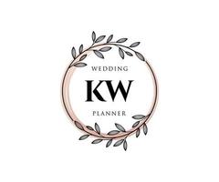 kw initialer brev bröllop monogram logotyper samling, hand dragen modern minimalistisk och blommig mallar för inbjudan kort, spara de datum, elegant identitet för restaurang, boutique, Kafé i vektor