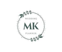 mk initialer brev bröllop monogram logotyper samling, hand dragen modern minimalistisk och blommig mallar för inbjudan kort, spara de datum, elegant identitet för restaurang, boutique, Kafé i vektor