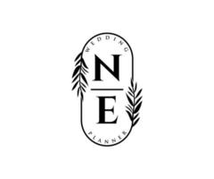 ne initialer brev bröllop monogram logotyper samling, hand dragen modern minimalistisk och blommig mallar för inbjudan kort, spara de datum, elegant identitet för restaurang, boutique, Kafé i vektor