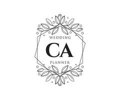 ca initialen brief hochzeitsmonogramm logos sammlung, handgezeichnete moderne minimalistische und florale vorlagen für einladungskarten, save the date, elegante identität für restaurant, boutique, café im vektor