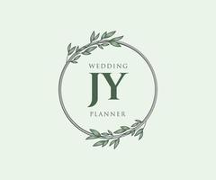 jy initialen brief hochzeitsmonogramm logos sammlung, handgezeichnete moderne minimalistische und florale vorlagen für einladungskarten, save the date, elegante identität für restaurant, boutique, café im vektor