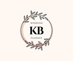 kb initialen brief hochzeitsmonogramm logos sammlung, handgezeichnete moderne minimalistische und florale vorlagen für einladungskarten, save the date, elegante identität für restaurant, boutique, café im vektor