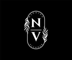 nv initials brief hochzeitsmonogramm logos sammlung, handgezeichnete moderne minimalistische und florale vorlagen für einladungskarten, save the date, elegante identität für restaurant, boutique, café im vektor