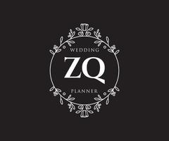 zq initialen brief hochzeitsmonogramm logos sammlung, handgezeichnete moderne minimalistische und florale vorlagen für einladungskarten, save the date, elegante identität für restaurant, boutique, café im vektor