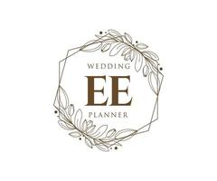 ee initialen brief hochzeitsmonogramm logos sammlung, handgezeichnete moderne minimalistische und florale vorlagen für einladungskarten, save the date, elegante identität für restaurant, boutique, café im vektor