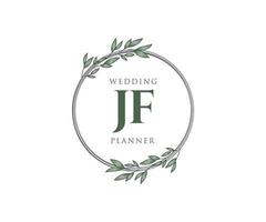 jf initialen brief hochzeitsmonogramm logos sammlung, handgezeichnete moderne minimalistische und florale vorlagen für einladungskarten, save the date, elegante identität für restaurant, boutique, café im vektor