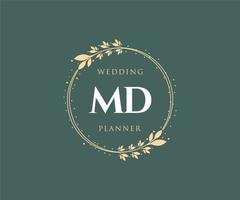 md initialen brief hochzeitsmonogramm logos sammlung, handgezeichnete moderne minimalistische und florale vorlagen für einladungskarten, save the date, elegante identität für restaurant, boutique, café im vektor