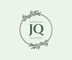 jq initialen brief hochzeitsmonogramm logos sammlung, handgezeichnete moderne minimalistische und florale vorlagen für einladungskarten, save the date, elegante identität für restaurant, boutique, café im vektor