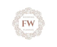 fw initialen brief hochzeitsmonogramm logos sammlung, handgezeichnete moderne minimalistische und florale vorlagen für einladungskarten, save the date, elegante identität für restaurant, boutique, café im vektor