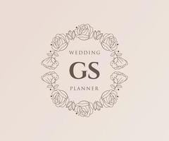 gs initialen brief hochzeitsmonogramm logos sammlung, handgezeichnete moderne minimalistische und florale vorlagen für einladungskarten, save the date, elegante identität für restaurant, boutique, café im vektor