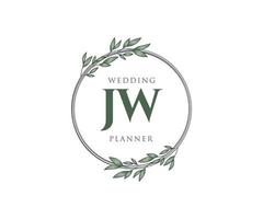 jw initialen brief hochzeitsmonogramm logos sammlung, handgezeichnete moderne minimalistische und florale vorlagen für einladungskarten, save the date, elegante identität für restaurant, boutique, café im vektor