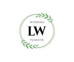 lw initialen brief hochzeitsmonogramm logos sammlung, handgezeichnete moderne minimalistische und florale vorlagen für einladungskarten, save the date, elegante identität für restaurant, boutique, café im vektor