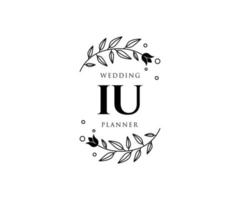 iu initialen brief hochzeitsmonogramm logos sammlung, handgezeichnete moderne minimalistische und florale vorlagen für einladungskarten, save the date, elegante identität für restaurant, boutique, café im vektor